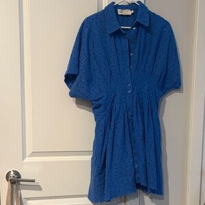 Anthropologie exquise Blue Eyelet Midi Dress